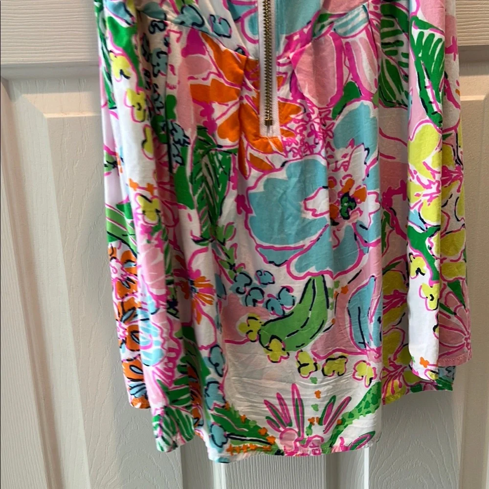 Lilly Pulitzer Tropical Pink and Green baby doll style tank shirt - Picture 9 of 14